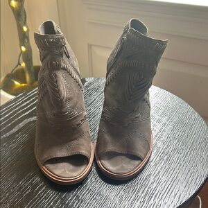 Vince Camuto Gray Ankle Booties with Chunky Heel